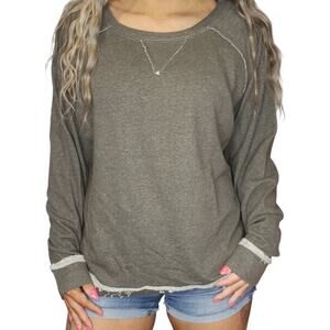 Gray Grunge Sweater Womens XL Crewneck Destroyed Relaxed Fringe Punk Skater